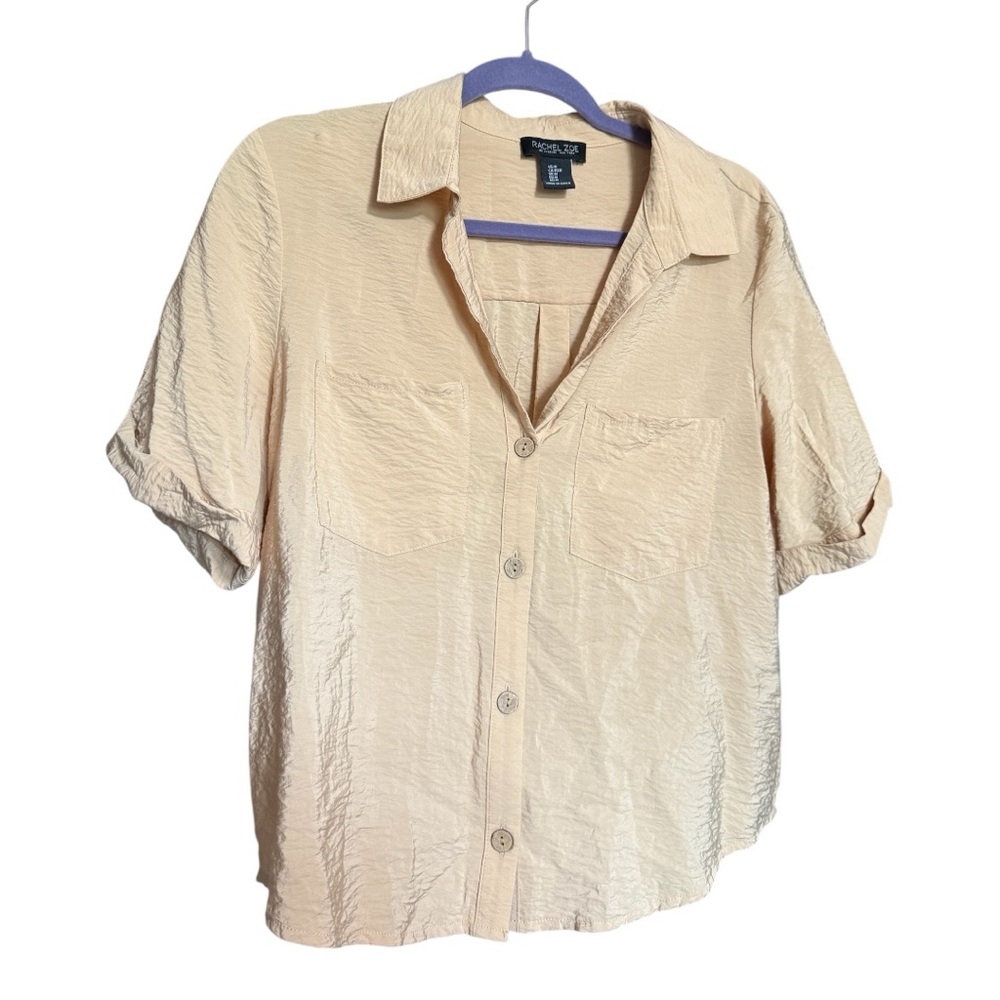 Beige Button-Up Blouse